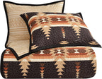 Yosemite Western Bedding 3 Piece Quilt Set with Pillow Shams, King Aztec Bedding Set, Tribal Southwestern Bedding, Geometric Pattern Cotton Reversible Bed Set