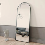 Arched Full Length Floor Mirror 59.1"X16" Full Body Standing Mirror,Black