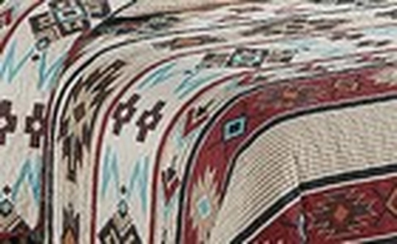 Rustic Striped Southwestern Quilt Stitched Western Bedspread Bedding Set With