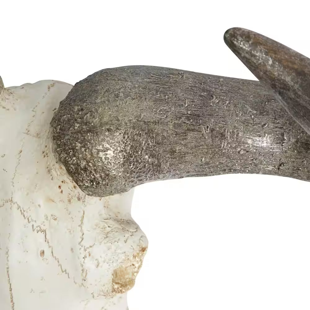 Polystone White Skull Cow Wall Decor