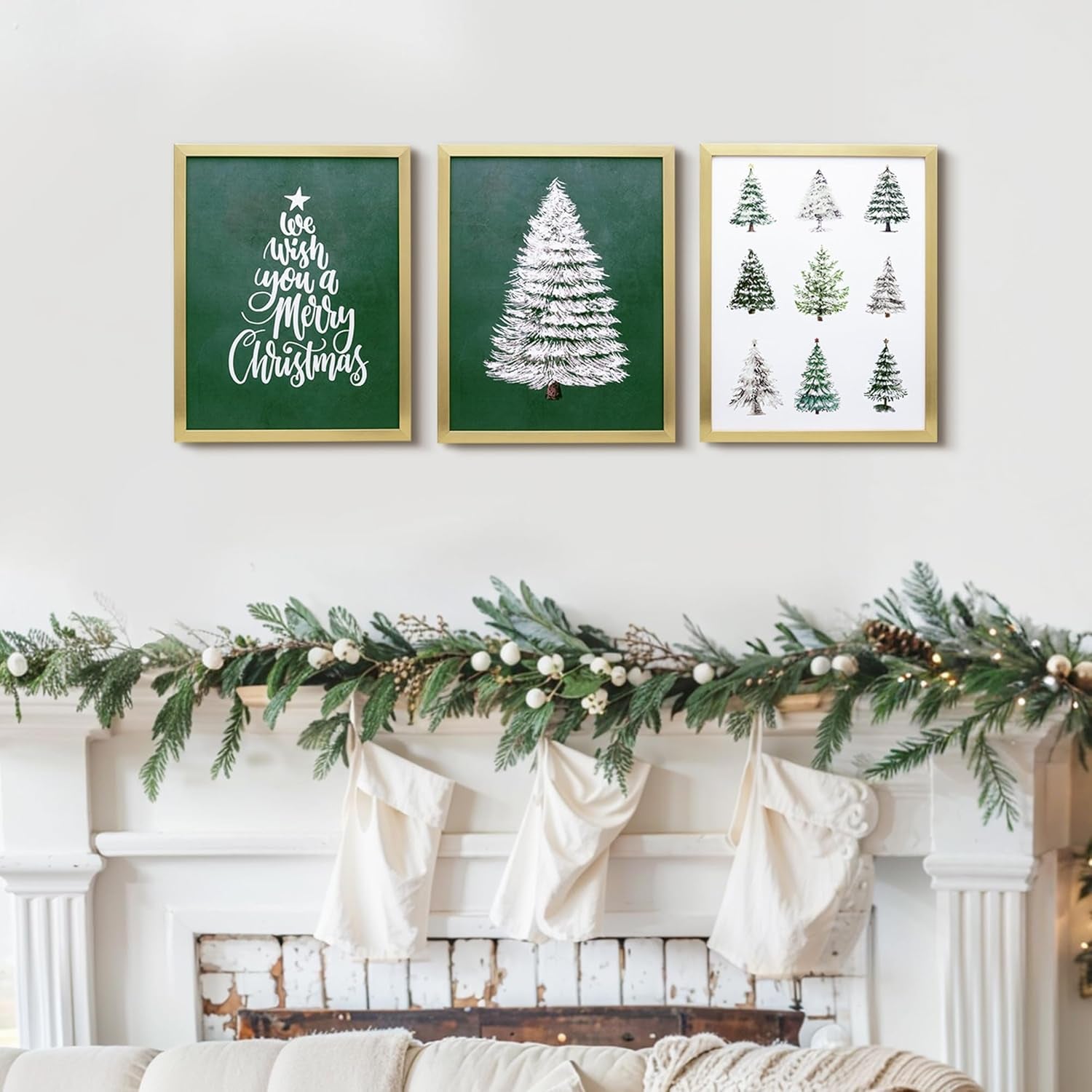 Framed Set of 3 Christmas Wall Art for Home Decor, 11X14 Inch Prints