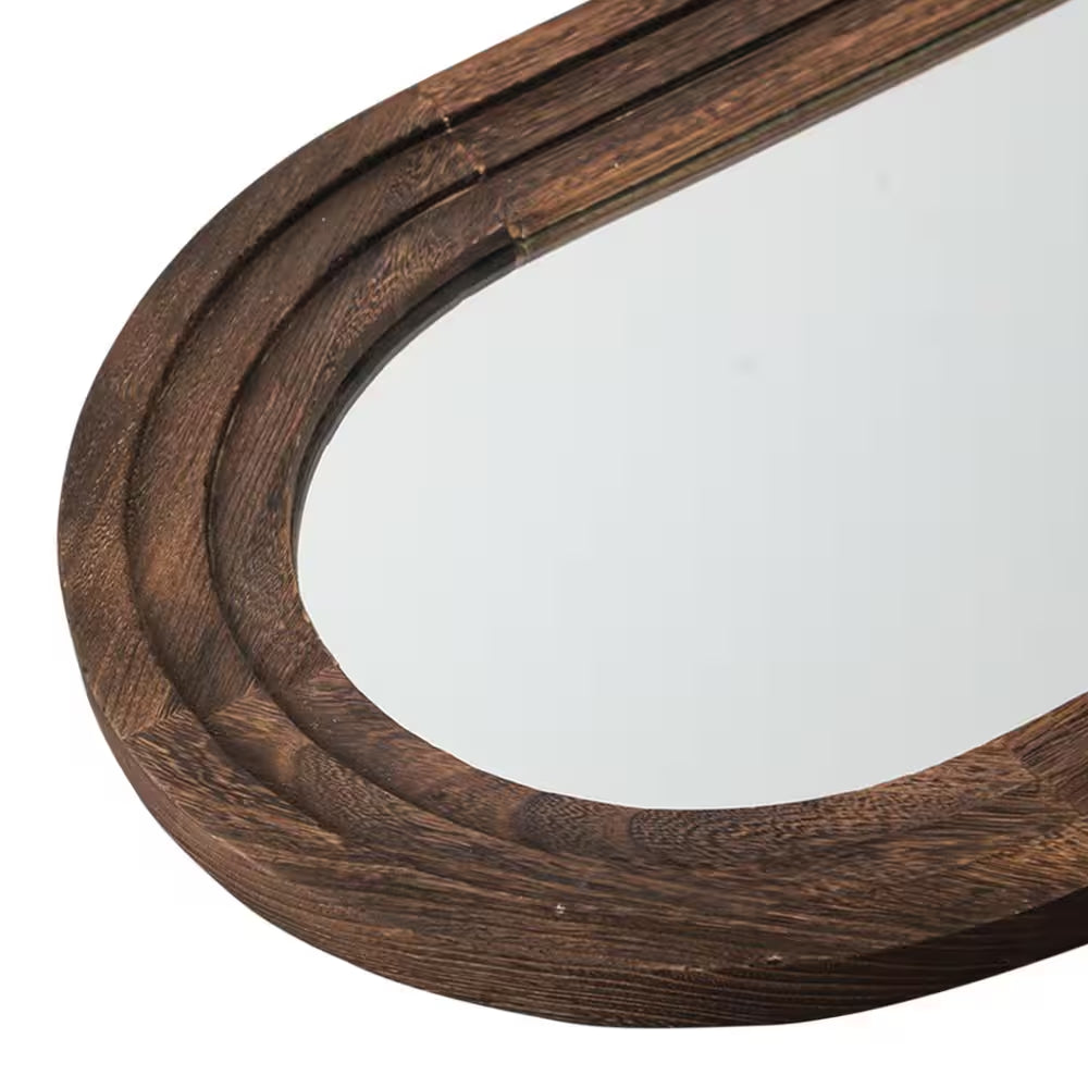 21 In. W X 64 In. H Arched Wooden Charcoal Framed Floor Mirror Standing Wall Mirror
