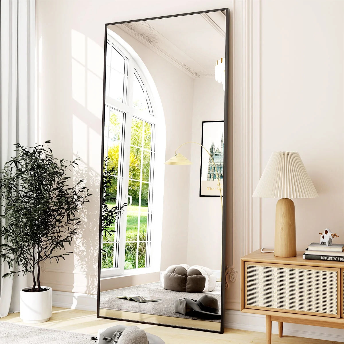 71"X26" Full Length Mirror Oversized Rectangle Body Dressing Floor Mirrors for Standing Leaning, Black