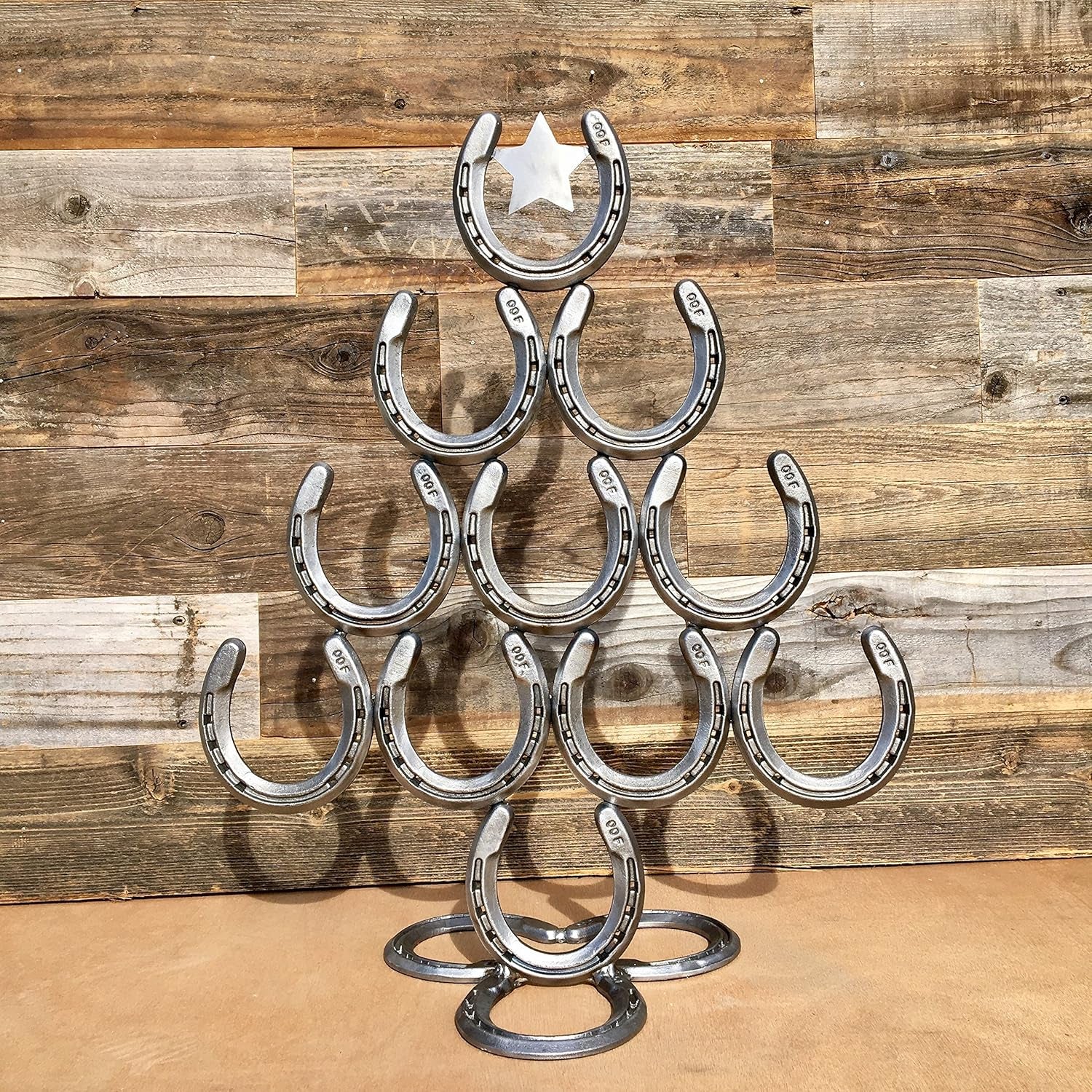 Rustic Stainless Steel Christmas Table Decorations Made of Real Horseshoes - Hang Ornaments and Great for Festive Holidays - Upward
