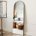 Arched Full Length Floor Mirror 59.1"X16" Full Body Standing Mirror,Black