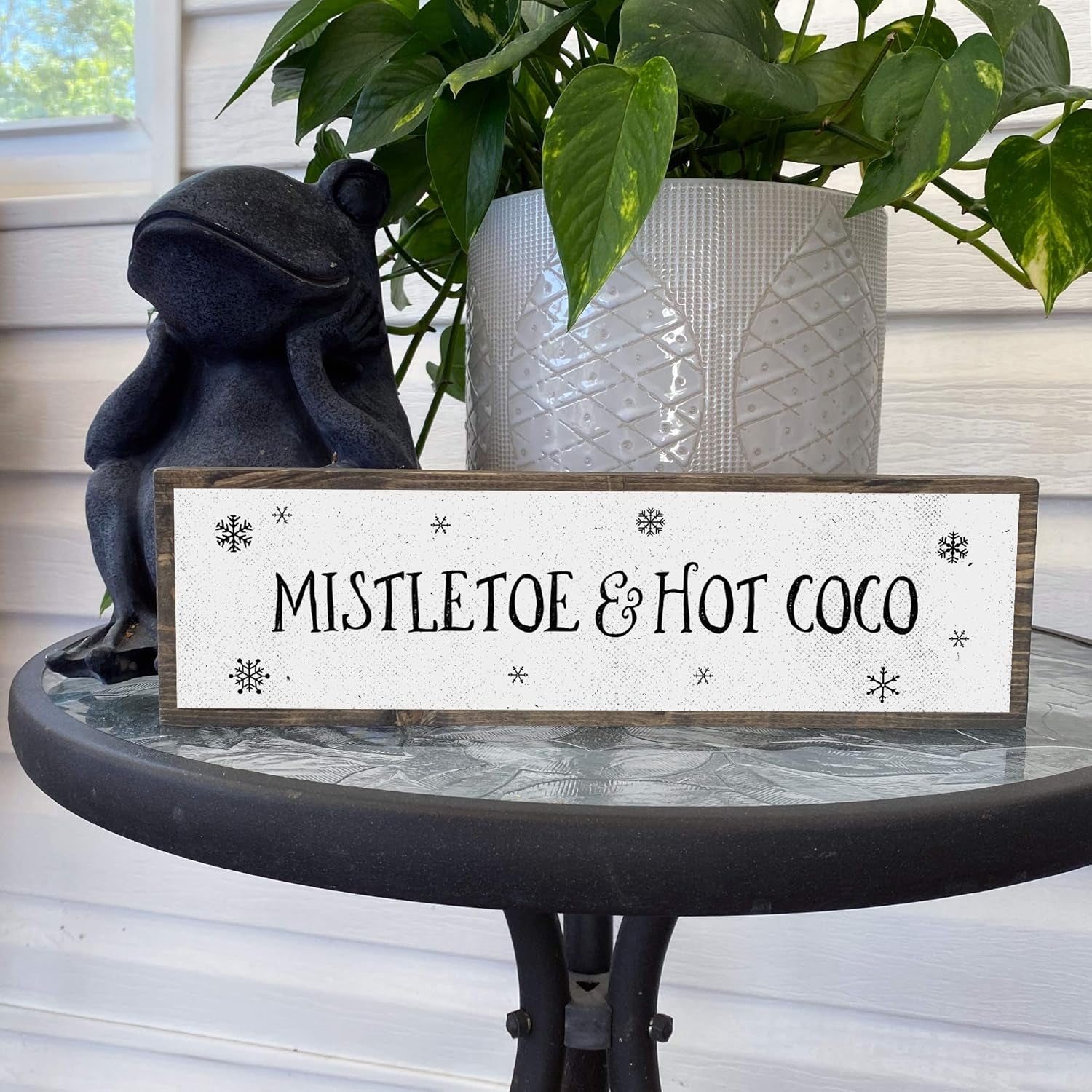 Christmas Wood Signs (Medium - Wood and Metal, Mistletoe and Hot Chocolate)