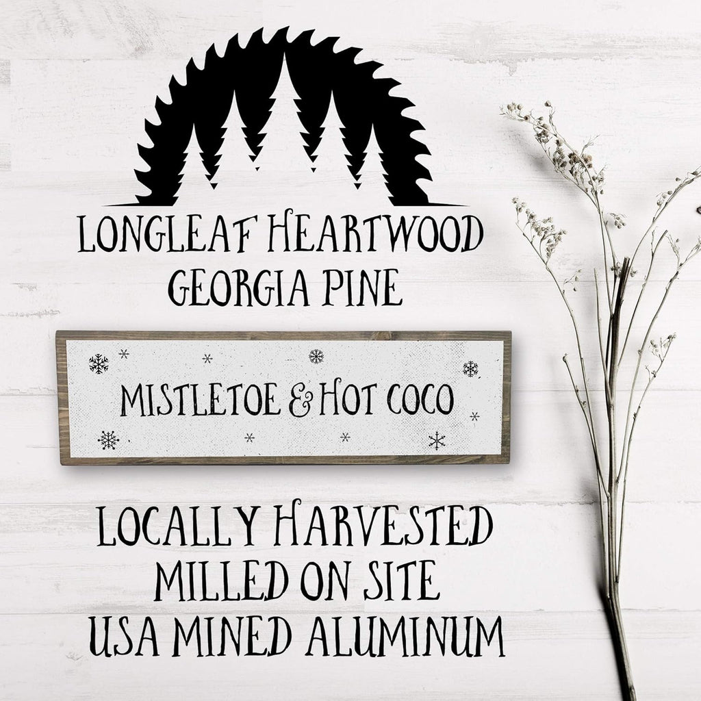 Christmas Wood Signs (Medium - Wood and Metal, Mistletoe and Hot Chocolate)