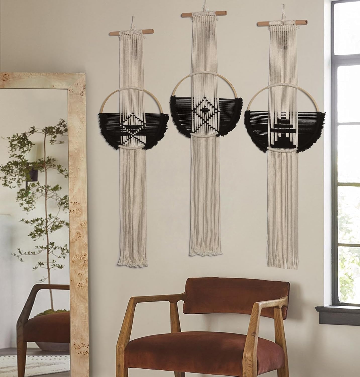 Macrame Wall Hanging 3Pcs Macrame Wall Decor Macrame Wall Art round Wall Art Handmade Boho Wall