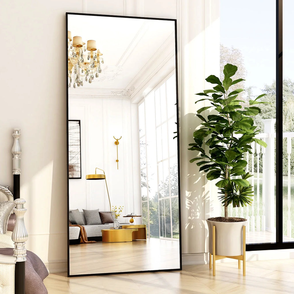 71"X26" Full Length Mirror Oversized Rectangle Body Dressing Floor Mirrors for Standing Leaning, Black