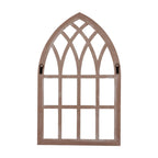 Farmhouse Arched Window Frame for Home 20" X 32", Rustic Hanging Distressed White Bedroom Window Pane Wall Decor Artwork, MDF ,