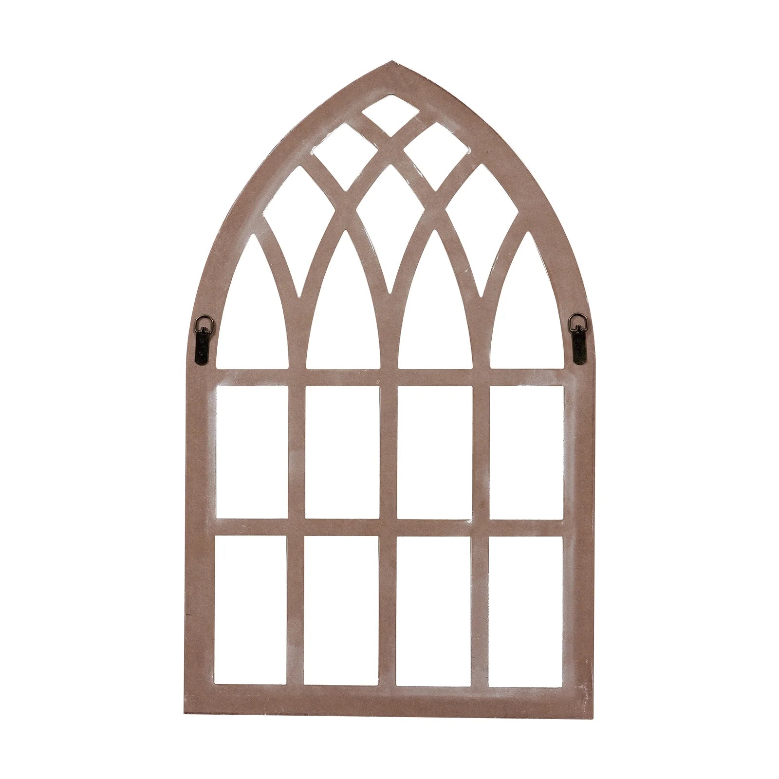 Farmhouse Arched Window Frame for Home 20" X 32", Rustic Hanging Distressed White Bedroom Window Pane Wall Decor Artwork, MDF ,