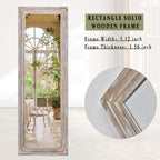 71"X30" Full Length Mirror with Stand Solid Wooden Framed Floor Mirror Full Body Mirror,Retro White