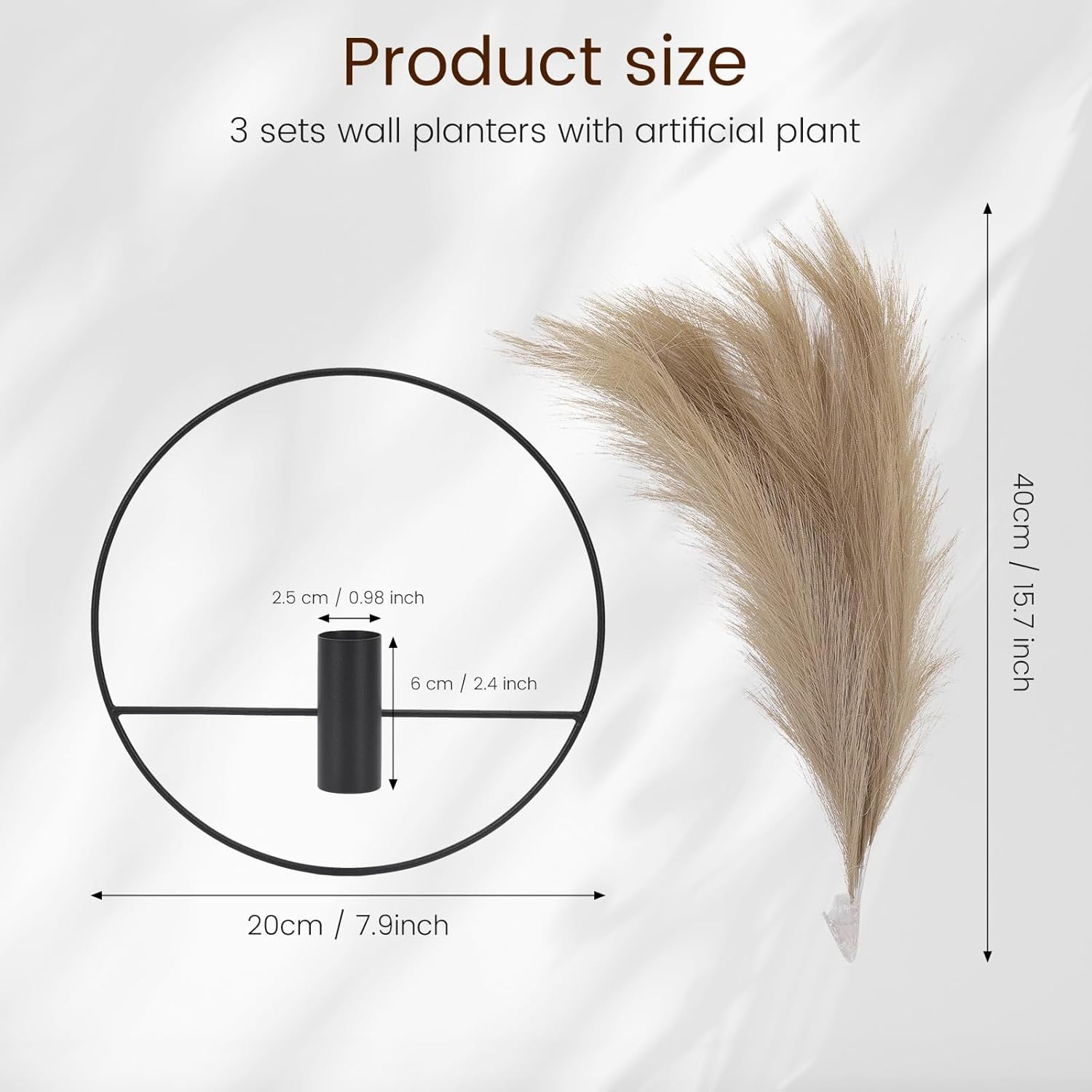 3 Pcs Wall Plants Artificial Decor,Boho Wall Decor,Home Office Living Room Wall