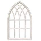 Farmhouse Arched Window Frame for Home 20" X 32", Rustic Hanging Distressed White Bedroom Window Pane Wall Decor Artwork, MDF ,