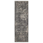 Navajo Black 2 Ft. 6 In. X 10 Ft. Floral Geometric Border Indoor Runner Rug