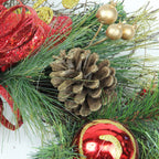 Ornament and Berry Gold Glittered Artificial Christmas Wreath-Unlit, 26", Red