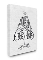 The  Home Decor Collection Holiday Merry Christmas Black and White Typography Tree Stretched Canvas Wall Art, 16 X 1.5 X 20