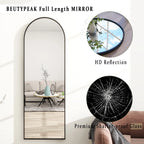 Arched Full Length Floor Mirror 59.1"X16" Full Body Standing Mirror,Black