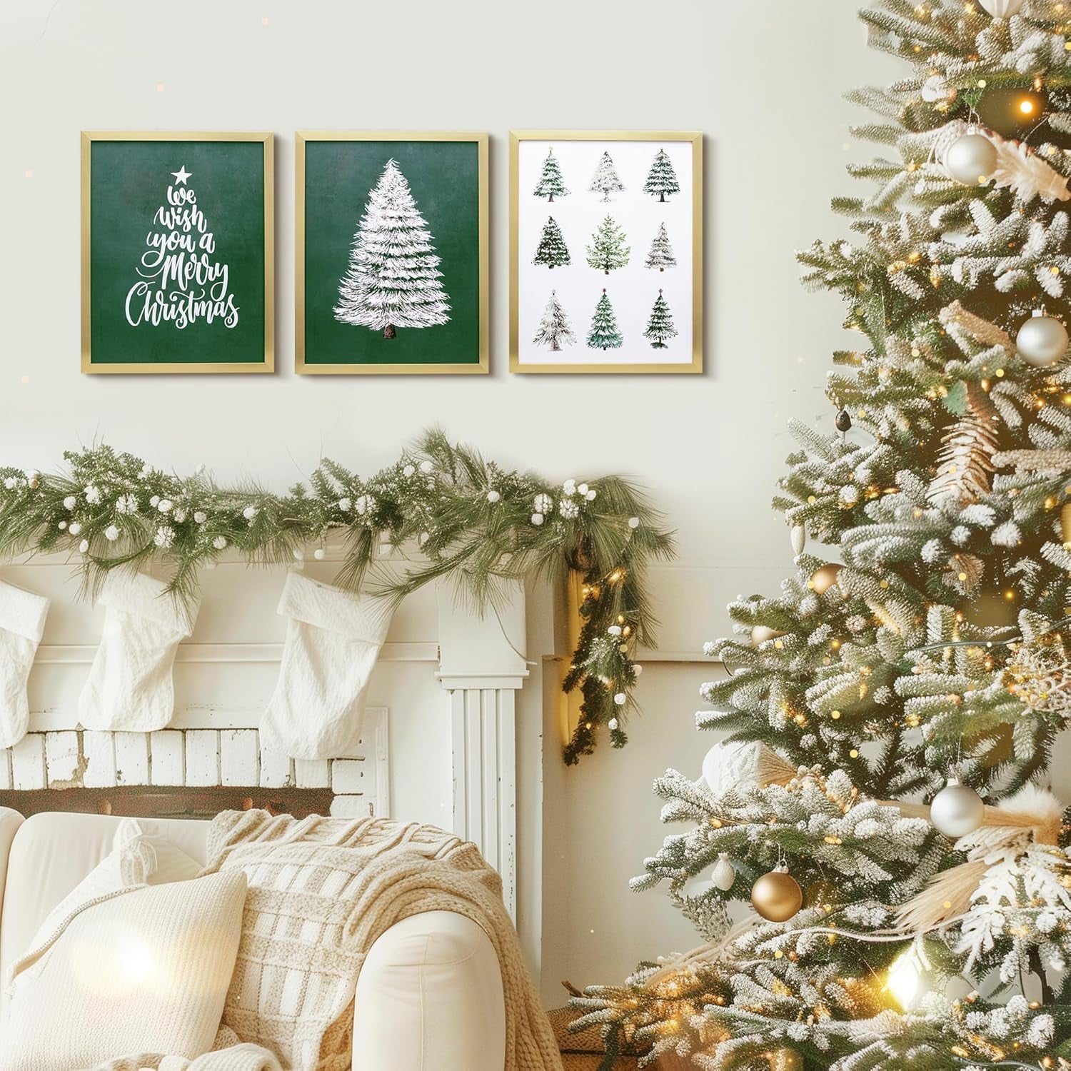 Framed Set of 3 Christmas Wall Art for Home Decor, 11X14 Inch Prints