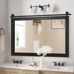 40 In. W X 26 In. H Black Rectangle Wood Framed Accent Wall Mirror