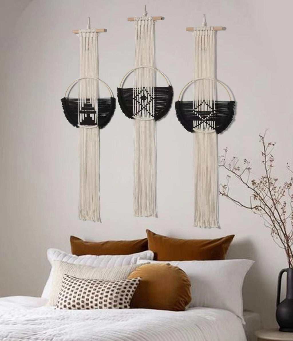 Macrame Wall Hanging 3Pcs Macrame Wall Decor Macrame Wall Art round Wall Art Handmade Boho Wall