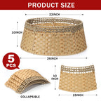 26 Inch Christmas Tree Collar, Christmas Tree Skirt Cover for Christmas Tree Decorations | Wooden | Natural