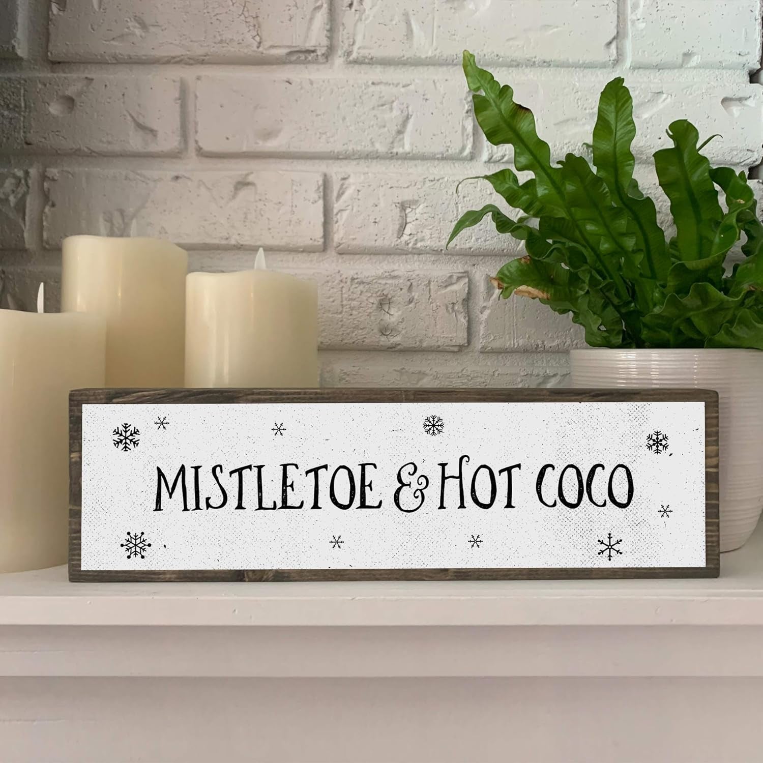Christmas Wood Signs (Medium - Wood and Metal, Mistletoe and Hot Chocolate)