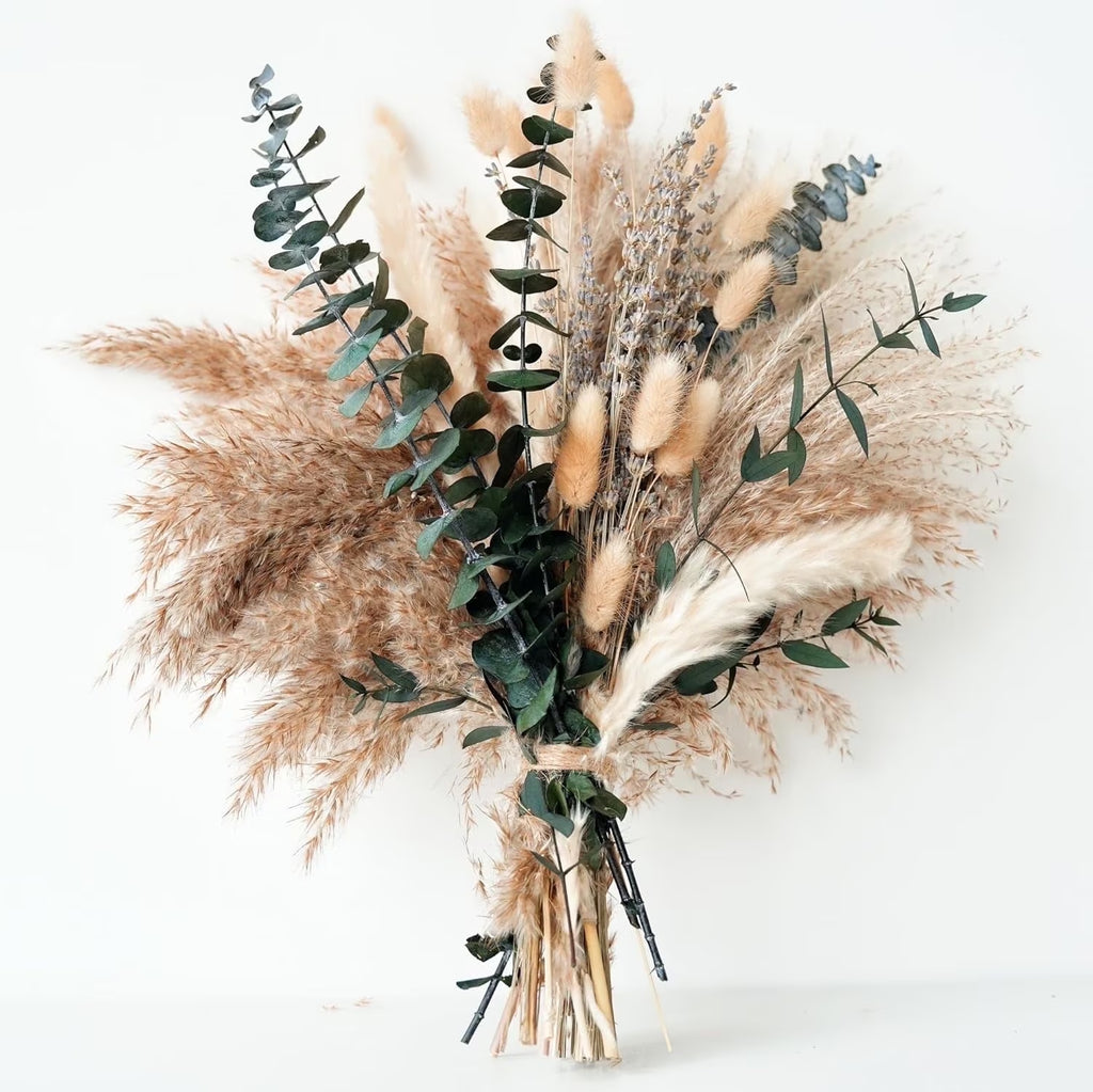 Green Pampas Grass Boho Decor Exquisite Lavender and Eucalyptus Dried Flower Arrangements for Western Rustic Flowers for Your Bohemian Home Bedroom Table Decor