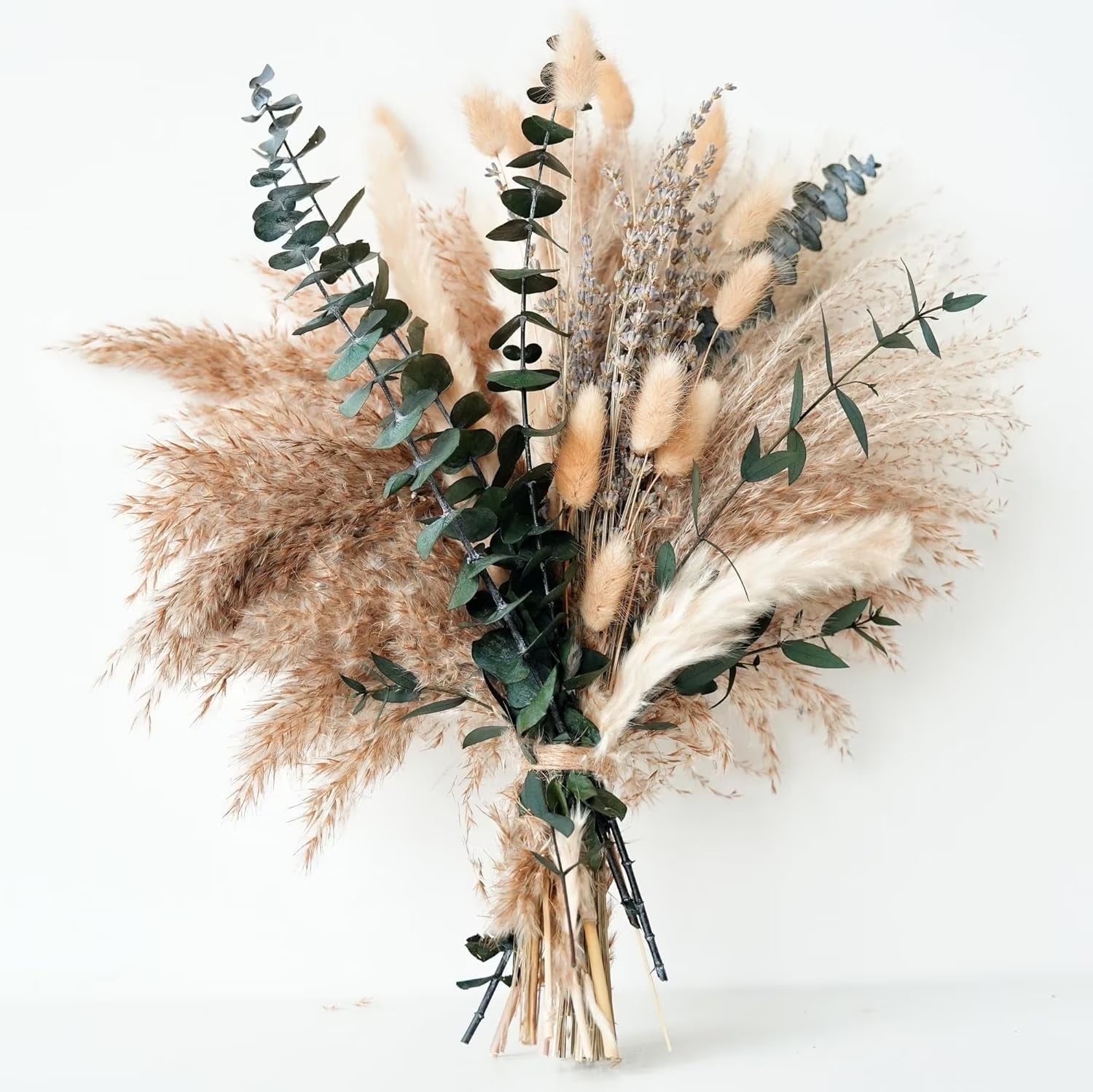 Green Pampas Grass Boho Decor Exquisite Lavender and Eucalyptus Dried Flower Arrangements for Western Rustic Flowers for Your Bohemian Home Bedroom Table Decor