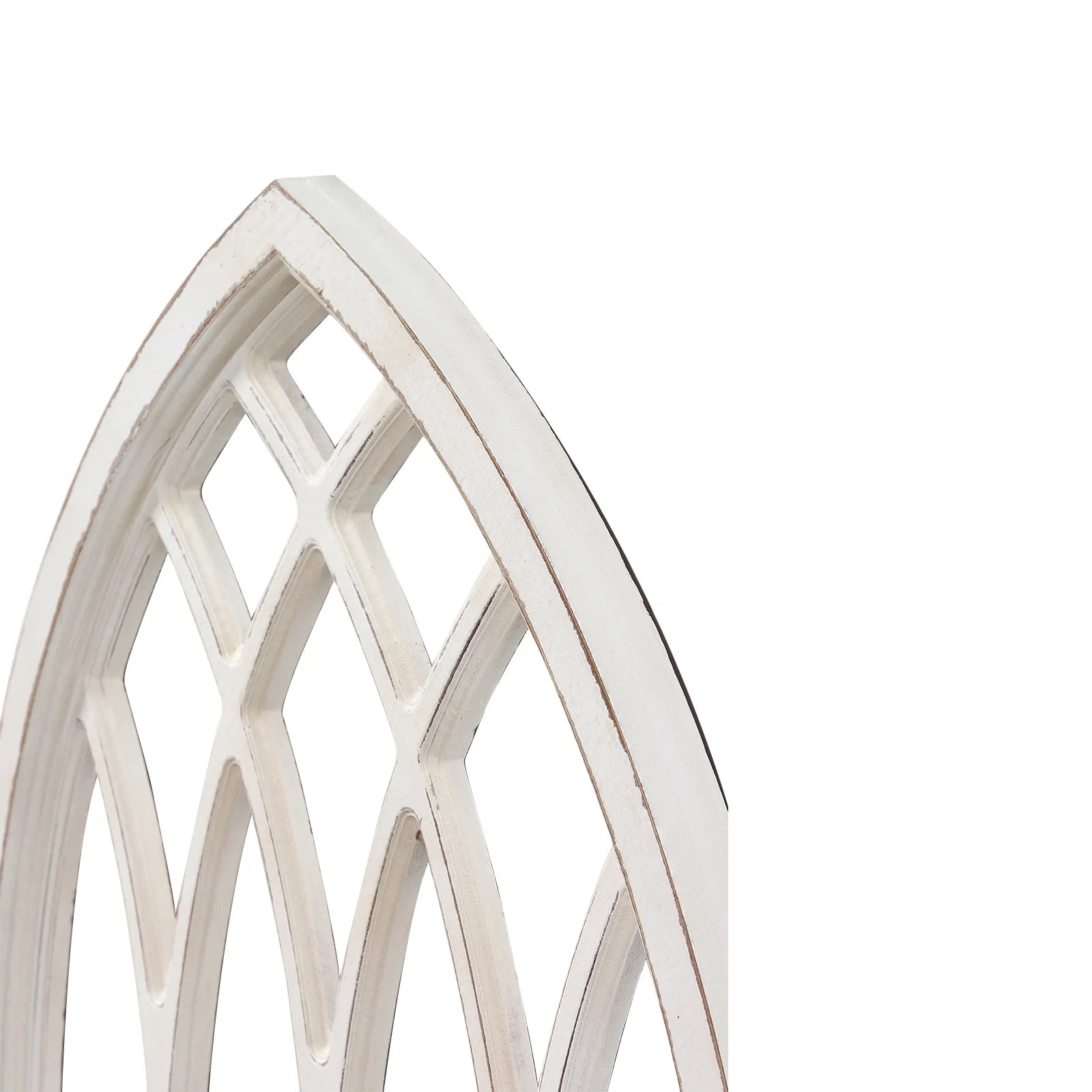 Farmhouse Arched Window Frame for Home 20" X 32", Rustic Hanging Distressed White Bedroom Window Pane Wall Decor Artwork, MDF ,