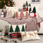2 Pack Christmas Tree Embroidery Decorative Throw Pillow 12X20