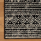 Navajo Black 2 Ft. 6 In. X 10 Ft. Floral Geometric Border Indoor Runner Rug
