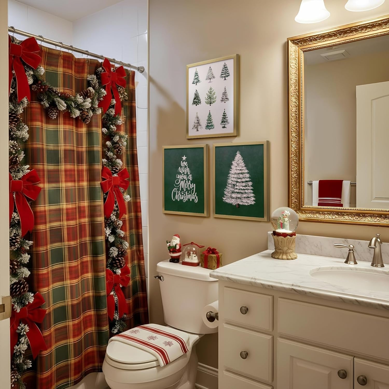 Framed Set of 3 Christmas Wall Art for Home Decor, 11X14 Inch Prints