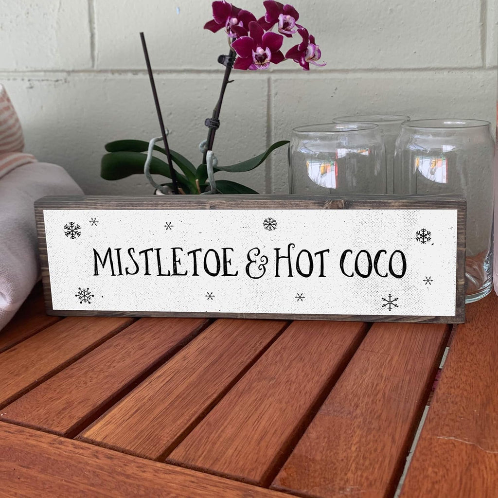Christmas Wood Signs (Medium - Wood and Metal, Mistletoe and Hot Chocolate)
