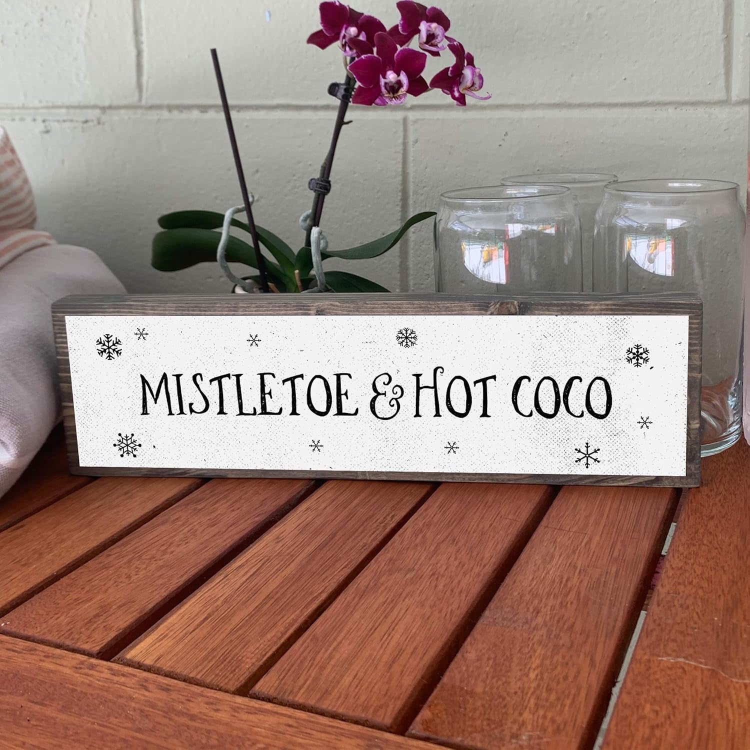Christmas Wood Signs (Medium - Wood and Metal, Mistletoe and Hot Chocolate)