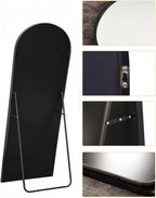 Arched Full Length Floor Mirror 59.1"X16" Full Body Standing Mirror,Black