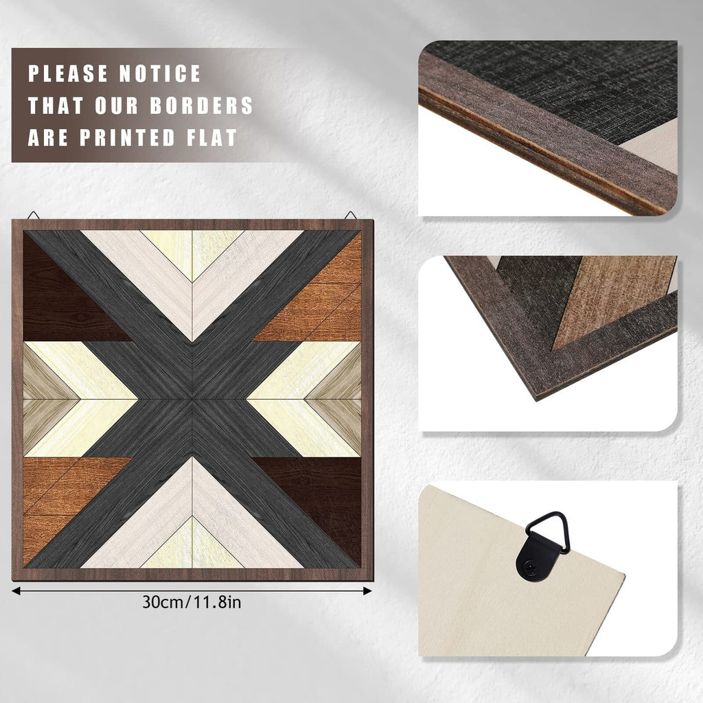 Qunclay 4 Pcs Wood Wall Art Wooden Aztec Wall Decor Boho Western Decor Diamon...