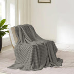 Fleece Throw Blanket, Extra Soft Lightweight Blanket with Strip, Plush Fuzzy Cozy Blankets and Throws for Couch, Bed, Sofa Cozy, Warm and Breathable