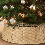 26 Inch Christmas Tree Collar, Christmas Tree Skirt Cover for Christmas Tree Decorations | Wooden | Natural