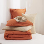 Full Size Comforter Set Burnt Orange, 7 Pieces Soft Bedding Sets with Comforter, Sheets, Pillowcases & Shams, All Season Boho Bed in a Bag Full Size, 80GSM