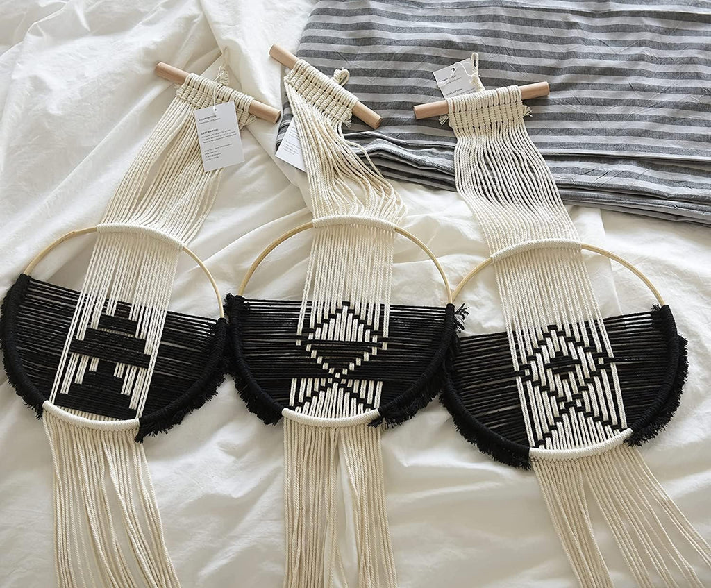 Macrame Wall Hanging 3Pcs Macrame Wall Decor Macrame Wall Art round Wall Art Handmade Boho Wall