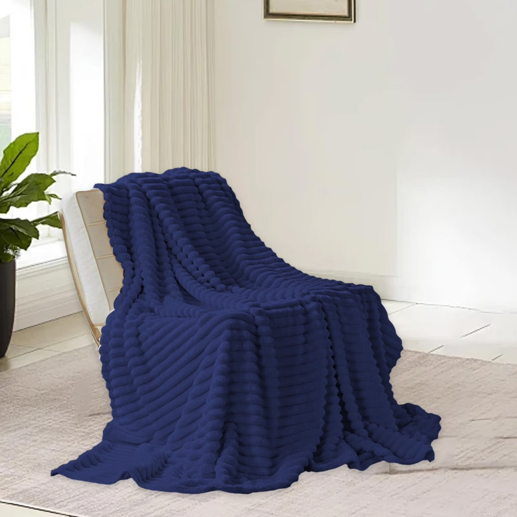 Fleece Throw Blanket, Extra Soft Lightweight Blanket with Strip, Plush Fuzzy Cozy Blankets and Throws for Couch, Bed, Sofa Cozy, Warm and Breathable