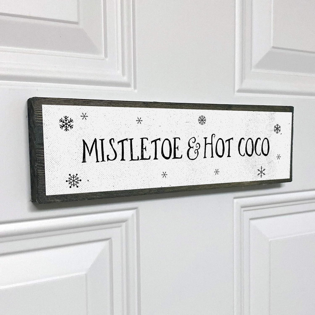 Christmas Wood Signs (Medium - Wood and Metal, Mistletoe and Hot Chocolate)