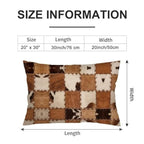 Cowhide Throw Pillow Cover Queen Size Set of 2 Patchwork Cow Print Brown