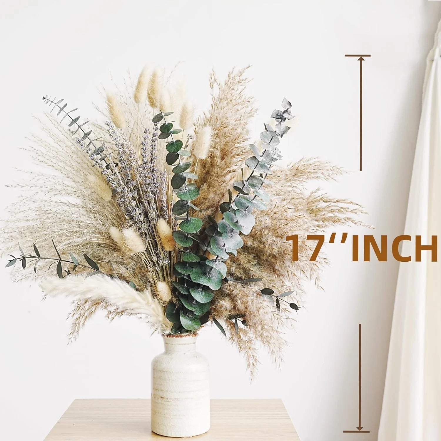 Green Pampas Grass Boho Decor Exquisite Lavender and Eucalyptus Dried Flower Arrangements for Western Rustic Flowers for Your Bohemian Home Bedroom Table Decor