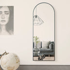 Arched Full Length Floor Mirror 59.1"X16" Full Body Standing Mirror,Black