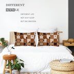 Cowhide Throw Pillow Cover Queen Size Set of 2 Patchwork Cow Print Brown