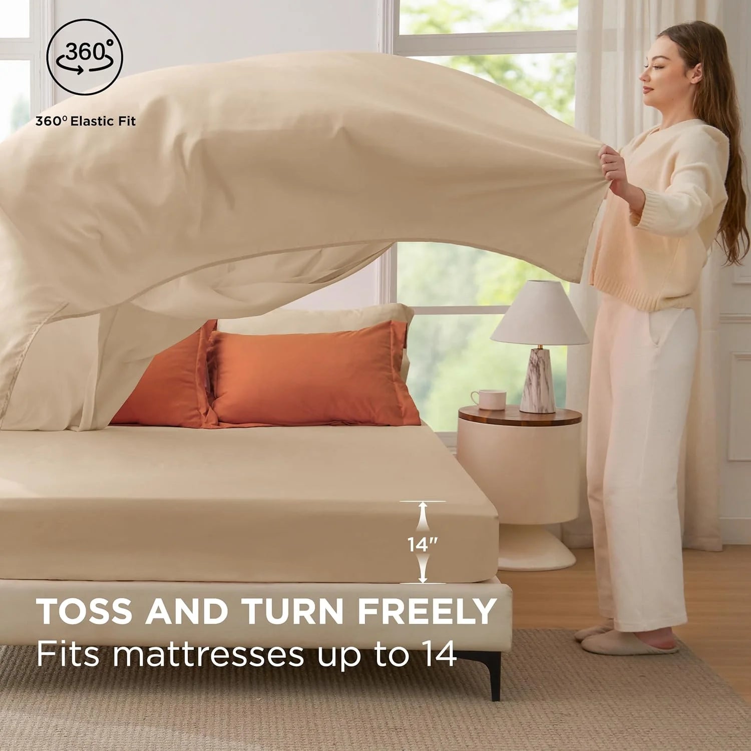 Full Size Comforter Set Burnt Orange, 7 Pieces Soft Bedding Sets with Comforter, Sheets, Pillowcases & Shams, All Season Boho Bed in a Bag Full Size, 80GSM