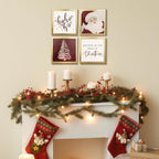 Framed Christmas Wall Art Set, Gold Frame Santa Prints for Holiday Decor