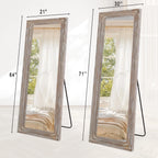 71"X30" Full Length Mirror with Stand Solid Wooden Framed Floor Mirror Full Body Mirror,Retro White
